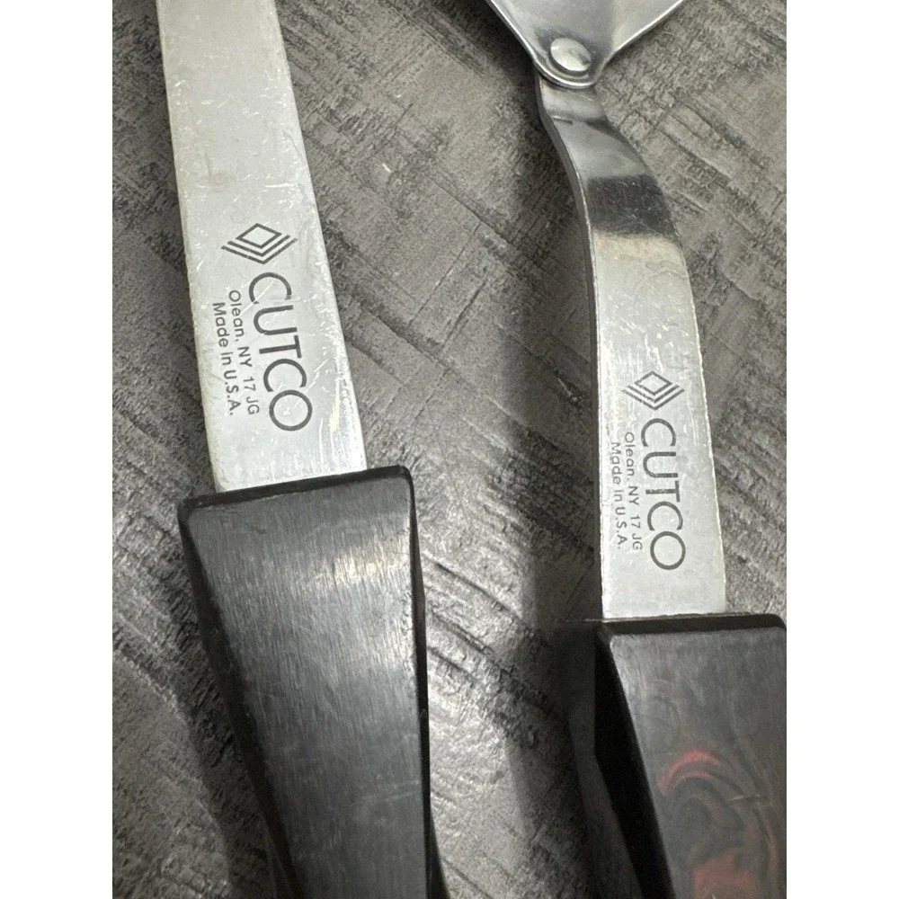 Vintage 1989 Cutco Utensil Set Rack Sharpener Black Brown Marble Handles